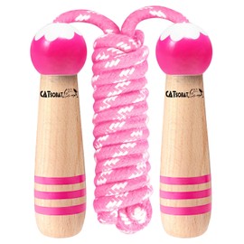 Catsobat Jump Rope for Children, For Toddlers, Elementary School, Nursery School, Rope Classroom, Adjustable Rope Length, Cute Wooden Design (Light Pink 1)