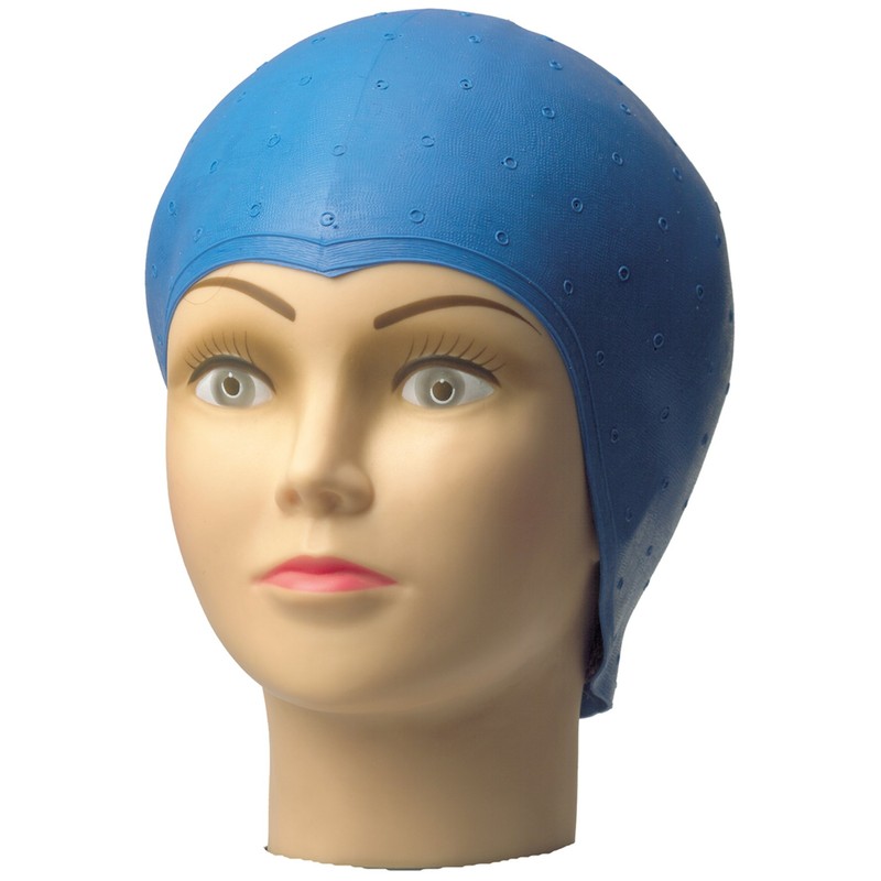 Comair 3040025 Strähnenhaube mit Lochstanzung, blau