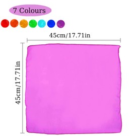 Probuk Pack of 7 Dance Cloths 45 x 45 cm Multicoloured Square Juggling Sensory Scarves, Chiffon Cloths, Gymnastic Cloths, Activity Accessories, Decoration for Nursery Children's Show, Magic