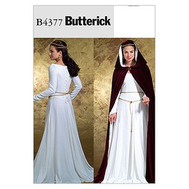 Butterick Patterns Women's Dress and Cape Cosplay Costume Sewing Pattern, Off White, Sizes 6-12