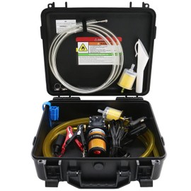 FACFUEL 12V 75W Electric Fuel Transfer Pump Set, Gasoline Transfer Pump Kit Moves Up to 110 Gallons of Gas or Diesel Per Hour, Electric Gas Pump for Vehicles, Boats, UTV, Tractors