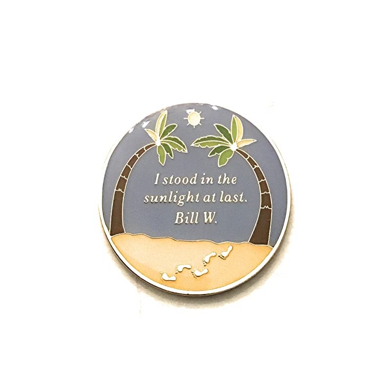 4 Year AA, Alcoholics Anonymous Beach Medallion, Chip, Token, Blue,