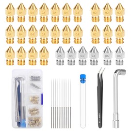 APOMOONS 30 x Nozzles 0.4 mm 0.2 mm 0.6 mm, 3D Printer Brass Stainless Steel Hotend Nozzles with for Creality Ender 3 V2/Ender 3/Ender 3 Pro/Ender 3 Max/Ender 5 Pro, Ender 3 S1/Ender 3 Neo/CR 10