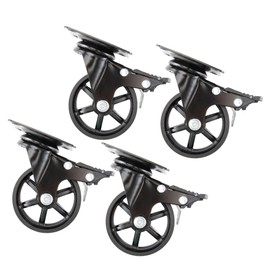 PIPE DECOR Mounted Swivel Caster Wheels (4-Pack), Mountable Casters for Wood Furniture with Locking Mechanism