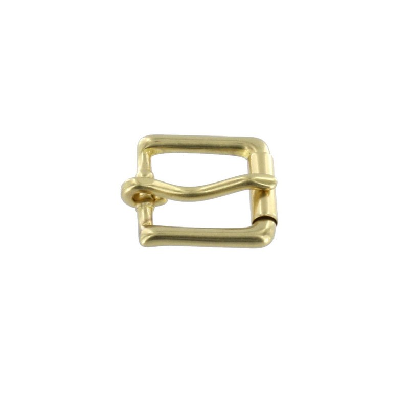 B6231 Natural Brass, Roller Heel Bar Buckle, Solid Brass-LL, 3/4"