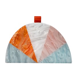 WuYangSto Acrylic Clutch Purse,Semicircle Colorful,Women's Evening Bag For Weddings Party Prom (Gold)