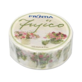 Frontia Masking Tape, Fujico Pink Flowers in a vase, Japanese Decorative Tape for DIY Diary Crafts Journaling Scrapbook (3 Packs, Bulk Pack)