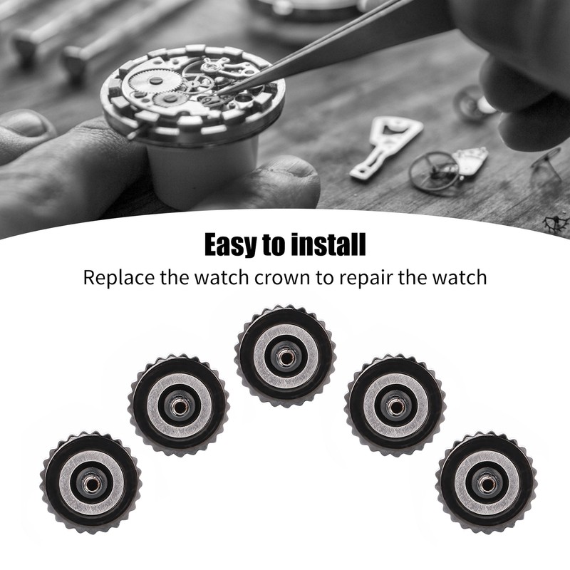 5pcs Steel Watch Crown Watch Head Watchmaker Repairing Parts Replacement