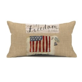 Faromily 4th of July American Flag Decorative Throw Pillow Cover 12 x 20 Inch Patriotic America Farmhouse Animal Sheep Cushion Case for Sofa Couch Home Decor (Freedom Sheep)