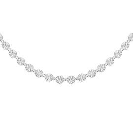 Tuscany Silver Women's Sterling Silver 4mm Diamond Cut Disc Link Chain Necklace 43cm/17"