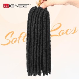 WIGNEE 120 Strands Faux Locs Crochet Hair 10 Inches Short Faux Locs Pre-Looped Soft Locs Dreadlock Crochet Hair 6 Packs Pre-Twisted Crochet Hair for Black Women(10 Inch,1B)