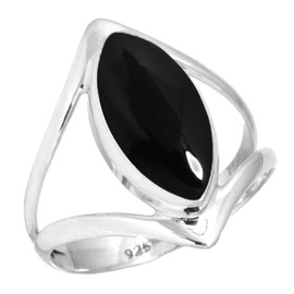 Jeweloporium 925 Silver Ring for Women Size V Natural Black Onyx Stone Vintage Silver Ring Friendship Day Gift Solitaire Jewelry