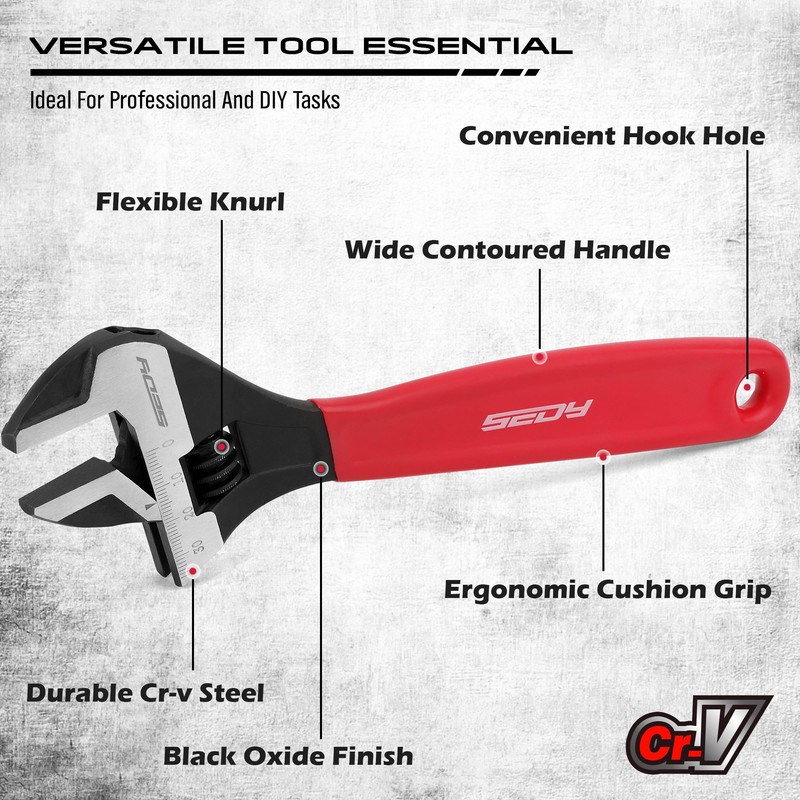 Adjustable Wrench Set Pipe Spanner: 6" 8" 10" Wide Jaw
