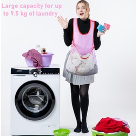 JIEYAO Clothes Drying Apron, Woman Laundry Apron with Bag Portable Laundry Drying Apron Waterproof Lightweight Drying Apron(purple)