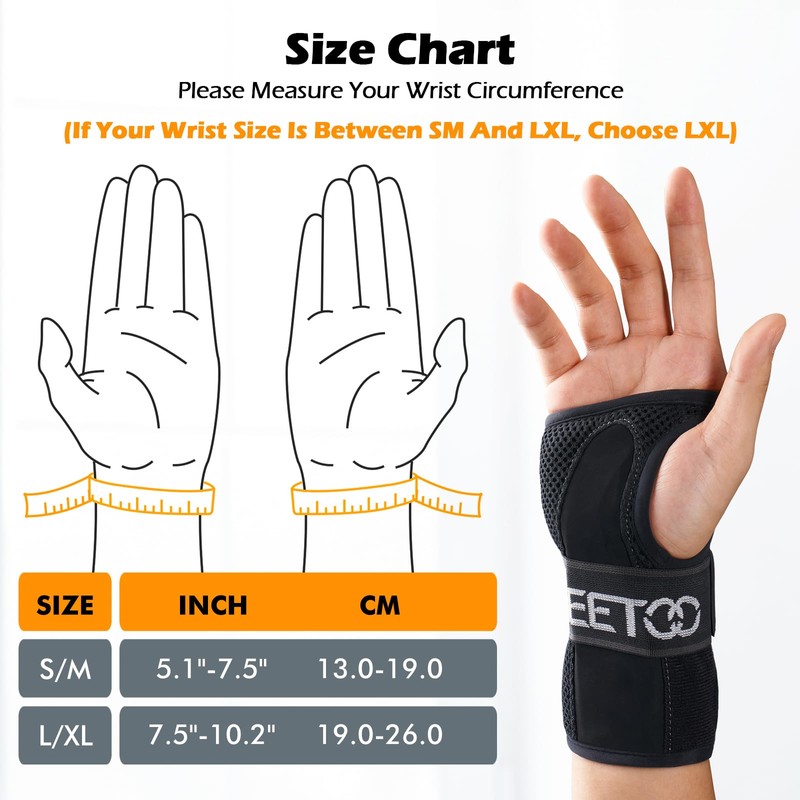 FREETOO Stable Version Wrist Support with 3 Metal Stays, Comfy