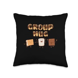 Group Hug S'mores Campfire Marshmallow Chocolate Smores Throw Pillow