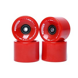 FREEDARE 70mm Longboard Wheels with ABEC-7 Bearings and Spacers(Red,Set of 4)