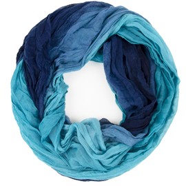 Gloop Women's Scarf Light Loop Scarf Tube Scarf with Colour Gradient Various Colours, Dark blue-light blue loop scarf