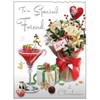 Friend Christmas Card Female Cocktail and Flowers