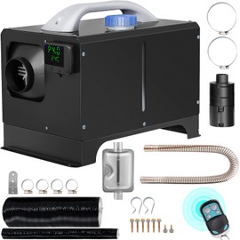VEVOR Diesel Heater, 12V All-in-one Diesel Air Heater with Remote Control and LCD Display, 5L Fuel Tank Fast Heating Portable Diesel Parking Heater for RV, Truck, 8KW, Basic, Black