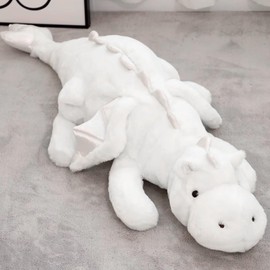 TITQWOP Dinosaur Plush Toy Pillow, Cute Dinosaur Stuffed Animals Toys Dolls, Soft Long Dinosaur Body Pillow Gift for Kids Boys Girls White 28inch