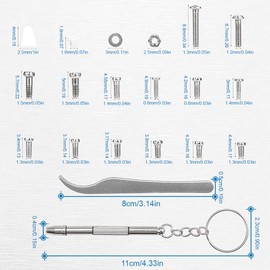 MMOBIEL 1000 Pieces Stainless Steel Micro Screws Nuts Washers Glasses Sunglasses Repair Kit Including Screwdriver and Metal Tweezers