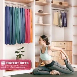 12 Pack Pants Hangers with Clip,Legging Organizer for Closet Hanging, Space Saving Yoga Pants Hangers Clip Hangers Closet Organization,Closet Organizers and Storage for Jeans,Shorts,Skirts,Hats