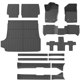 xipoqix 5 Seats Floor Mat Compatible with 2025 Toyota 4Runner Cargo Mat (No Hybrid EV&i-Force MAX) TPE Floor Liner Backrest Trunk Liner Door Sill Guard Replacement for 2025 Toyota 4Runner Accessories