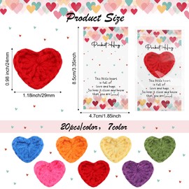 Mindsoft 140 Sets Emotional Support Gift Bulk Cute Hand Crocheted Pocket Hug Heart Inspirational Cards and Bags Classroom Gift Exchange Party Favors for Preschool Toddler Boy Girls