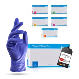 Viawant® Nitrile Long Disposable Gloves Nitrile Gloves L [Pack of 100] Hypoallergenic, Powder-Free & Latex Free - Extra Long - Tear-Resistant Disposable Gloves