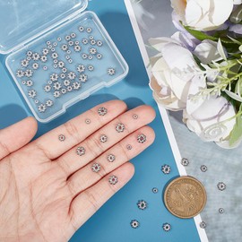 UNICRAFTALE 80 pcs 4 Sizes 3-6mm 304 Stainless Steel Flower Spacer Beads Mini Snowflake Daisy Beads Metal Small Loose Beads for DIY Bracelet Necklace Earring Jewelry Making
