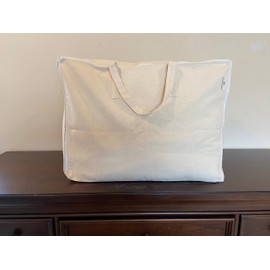 Forever Cotton Storage Bag with Handles for Beddings, Comforters, Blankets, Pillows, Linens and Garments -Underbed/WardrobeThick Soft Breathable Closet Organizer Bag (Large (21"X15"X10"), Off-white)