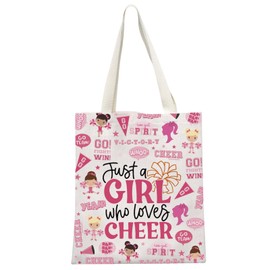 Pink Doll Barb Inspired Cheerleader Gift Cheer Team Gift Cheerleading Gift Just A Girl Who Loves Cheer Tote Bag (Loves Cheer Tote CA)