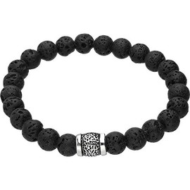 FILANGO Ball Bracelet Stainless Steel Segment | Elastic Band | Men Women Jewellery, Stainless Steel, Black / Silver