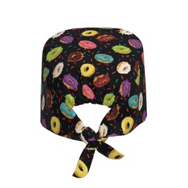 Donut Working Cap with Sweatband Adjustable Unisex Men Women Tie Back Head Cover Elastic Bandage Nurse Surgical Caps