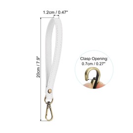 [PATIKIL] 2 Pcs 20cm Wristlet Strap PU Leather Wristlet Key Chain Replacement Wrist Strap with Metal Key Ring Lock for Wallet Wallet Key Key Chain White