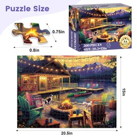 500 Pieces Dog Puzzles for Adults, Evening Bonfire Puzzle for Adults Children Seniors, Retro Style Puzzle 500 Pieces, Gift for Birthday, Home Decor, Fun for Family Entertainment(20.5 * 15 in)