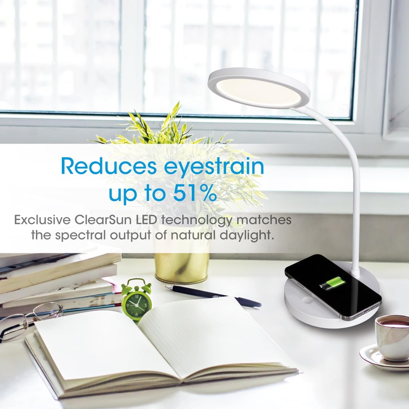OttLite Good Housekeeping Circular LED Desk Lamp with Wireless Charging