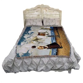 Pure Country Weavers Sea Captain's Wife Abiding Blanket by Charles Wysocki - Early America Coastal Ocean Beach Gift Tapestry Throw Woven from Cotton - Made in The USA (72x54)
