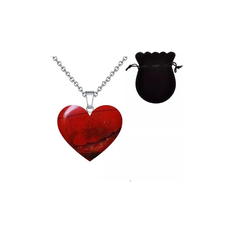 Collar Corazón Cuarzo Natural Acero Inoxidable