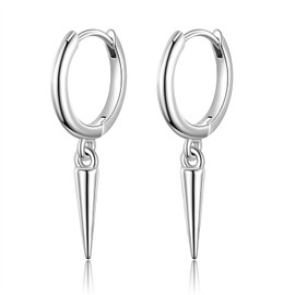JSGEMSLEE Hoop Earrings 925 Silver for Women Hypoallergenic Small Earrings Hoop Earrings with Heart Cross Star Butterfly Spike Pendant Earrings Silver 925 for Girls Women Jewellery Gifts, Sterling