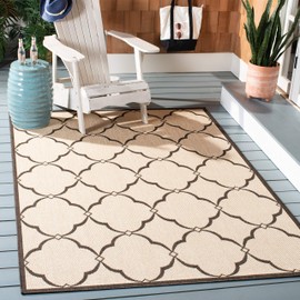 Safavieh Beach House Collection BHS125U Trellis Indoor/ Outdoor Area Rug, 8' x 10', Cream / Brown