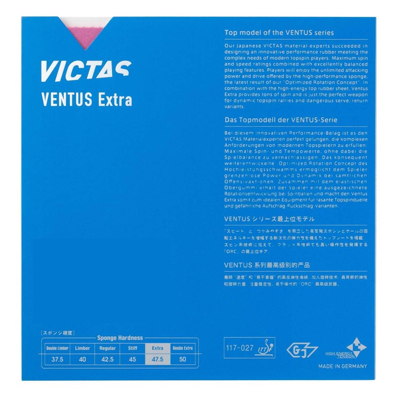 Victas Table Tennis Rubber Ventus Extra Back Soft High Energy