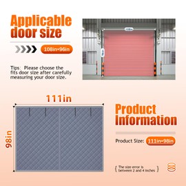 ABVRUN Garage Door Insulation Kit 1 Car Garage Door Cover Insulated Garage Door Screen for Winter Garage Insulation Kit, Made of Oxford and Thicken Cotton for Thermal Insulation Soundproof (9 * 8Ft)