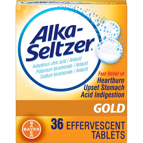 Alka-Seltzer Effervescent Tablets Gold 36 ea (Pack of 2)