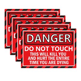 Do Not Touch Stickers 'DO NOT TOUCH" Danger Warning Labels 5 x 7 Inch - This Will Kill You Electrical Shock Hazard High Voltage Electrocution Vinyl Warning Decals Sign Labels 4 Pack