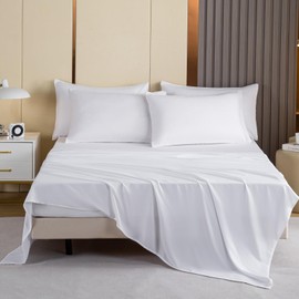 Lavisun Flat Sheets Only 2 Pack, Hotel Quality Twin Flat Sheets Only, Soft Brushed Microfiber Flat Sheet Set, Breathable & Wrinkle-Free, Perfect for Home, Dorm & Massage (White, Twin)