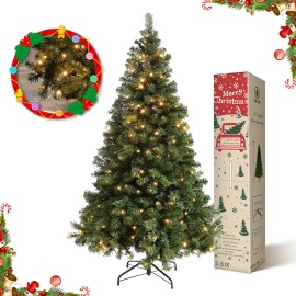 Árbol De Navidad Pino Artificial Verde Con Luces Led 2.1m 1100 Ramas Para Decoraciones Navidad Luz Blanca Cálida Raoshijiedkes