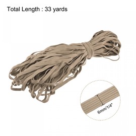 sourcing map Flat Elastic Cord for Sewing 1/4 inch 6mm 33 Yards Knit Heavy Stretch Strap Cord Rope for Crafts DIY Khaki