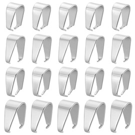 PH PandaHall 160 pcs 8 Sizes 304 Stainless Steel Snap On Bails Hook Pendant Clasps Pinch Clips Bail Pendants for Neckalce Jewelry DIY Craft Making, Stainless Steel Color
